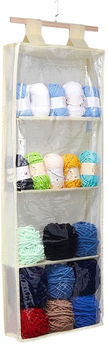 Dailygoods - Hangende Garenopslag met 4 Transparante Zakken en Ritssluiting