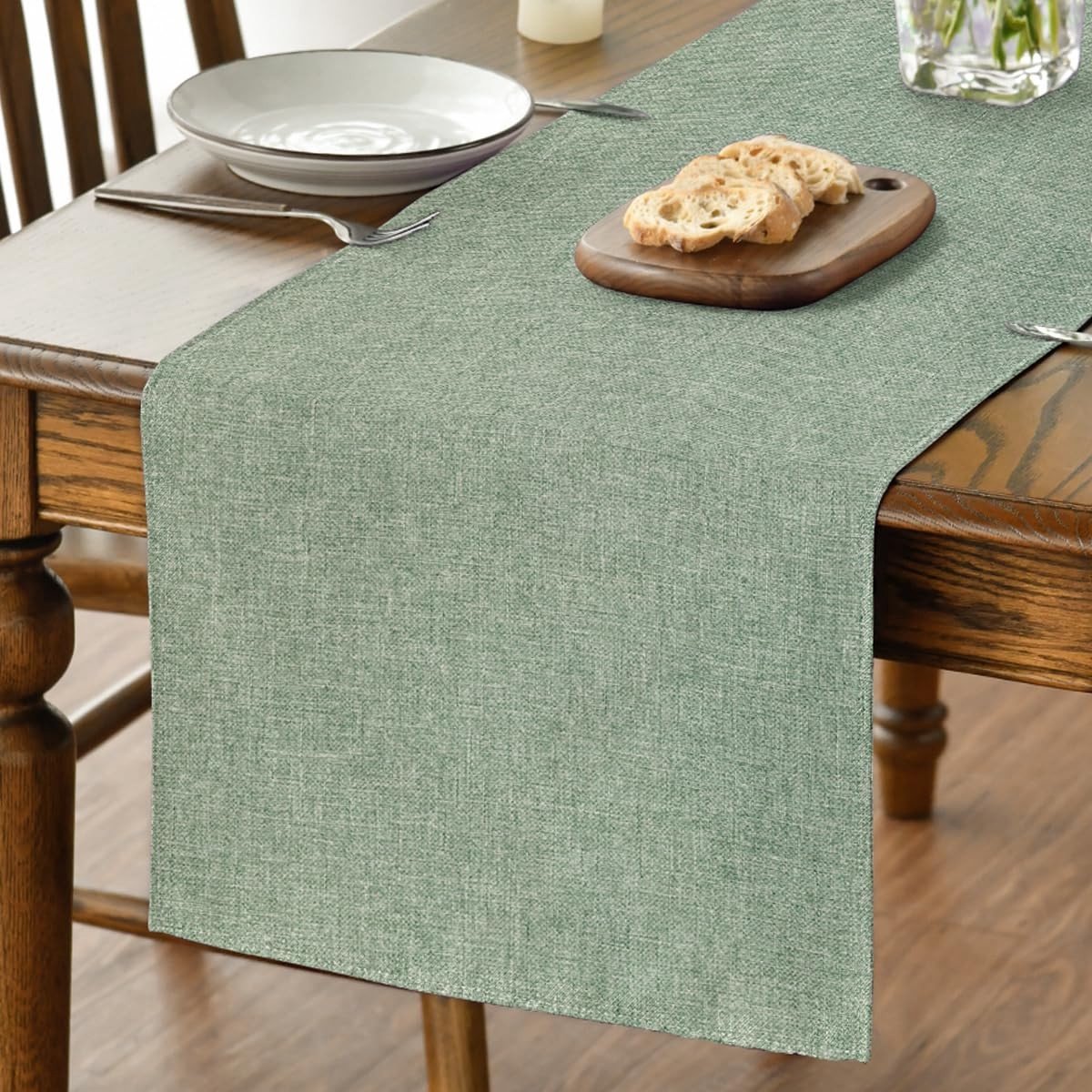 Dailygoods - Saliegroene Tafelloper 40 x 140 cm voor Herfst en Winter