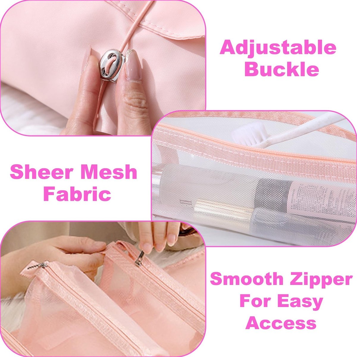 Dailygoods - Roze Cosmetische Tas met 4 Afneembare Vakken