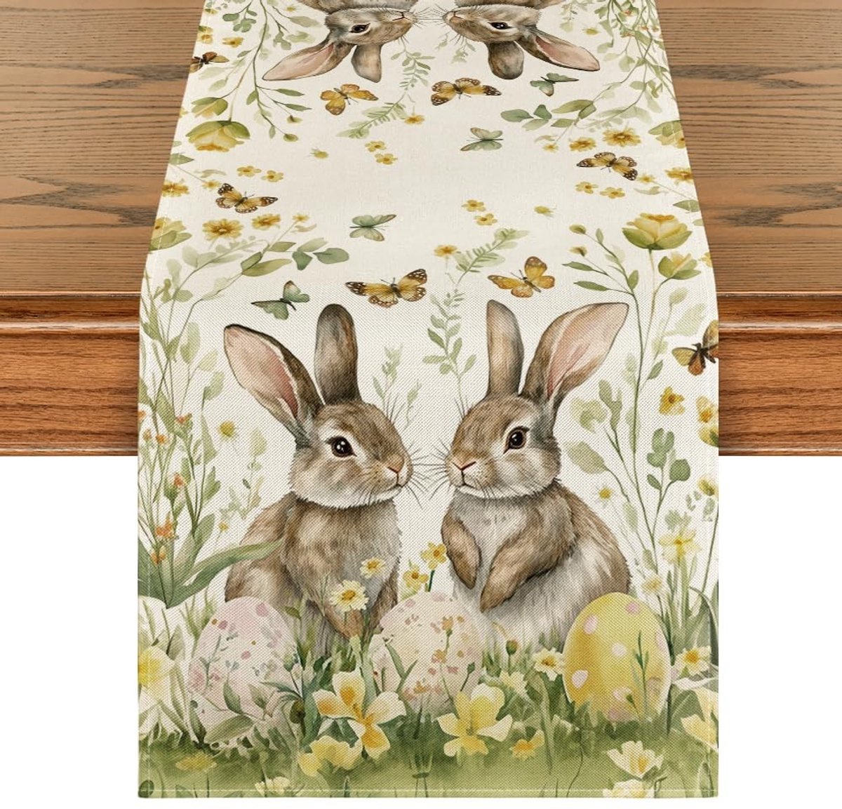 Dailygoods - Tafelloper met Konijntjes en Bloemen 40 x 240 cm