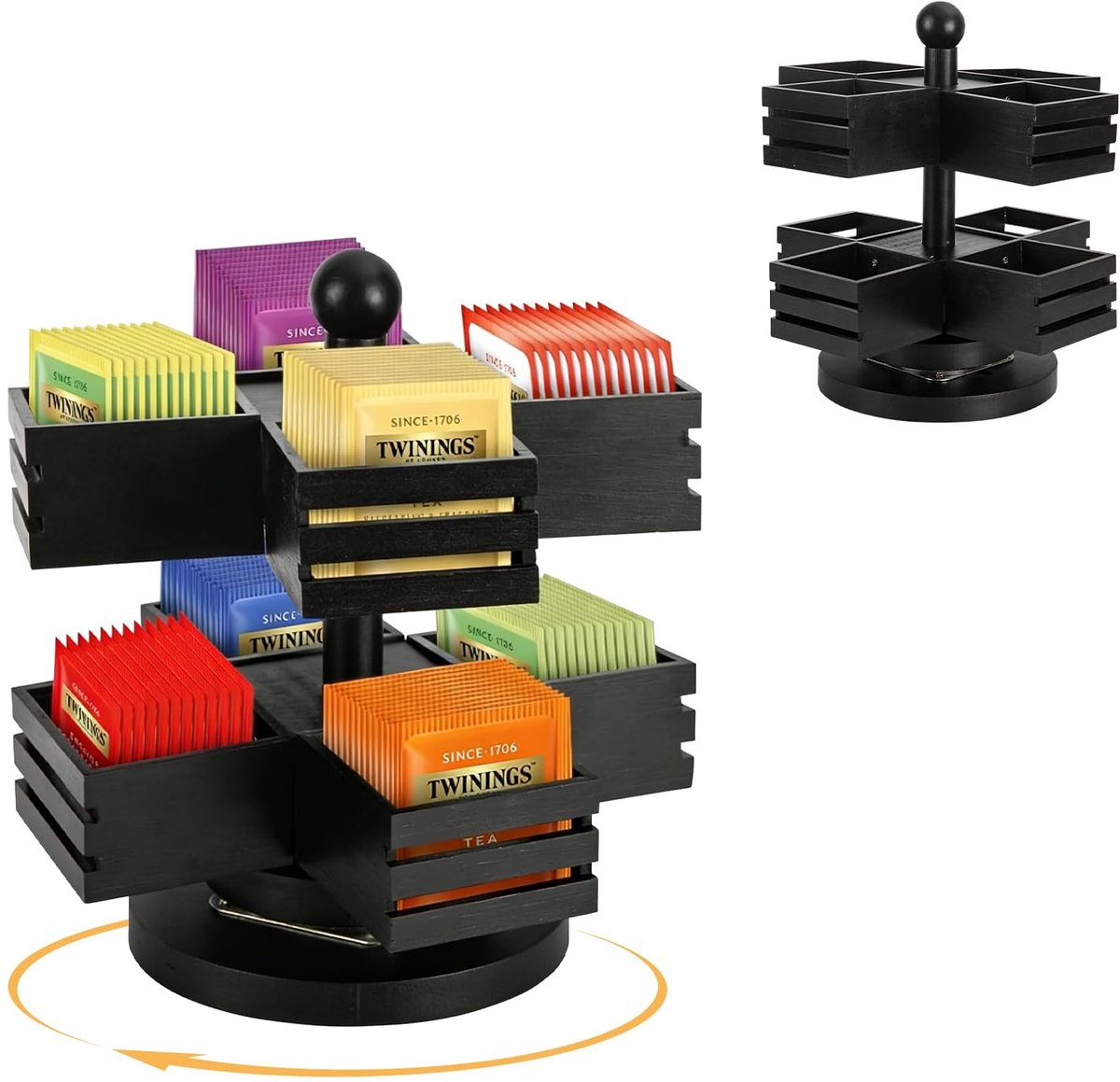 Dailygoods - Bamboe Theezak Organizer met 8/12 Vakken voor Keuken en Kantoor