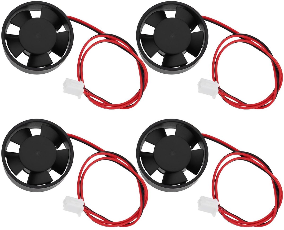 Dailygoods - 4 Stuks Mini Ronde Koelventilator DC 12V, 8500RPM