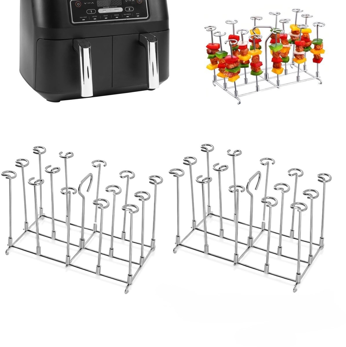Dailygoods - Roestvrij Stalen Kebabspiesjes Rek voor Airfryer