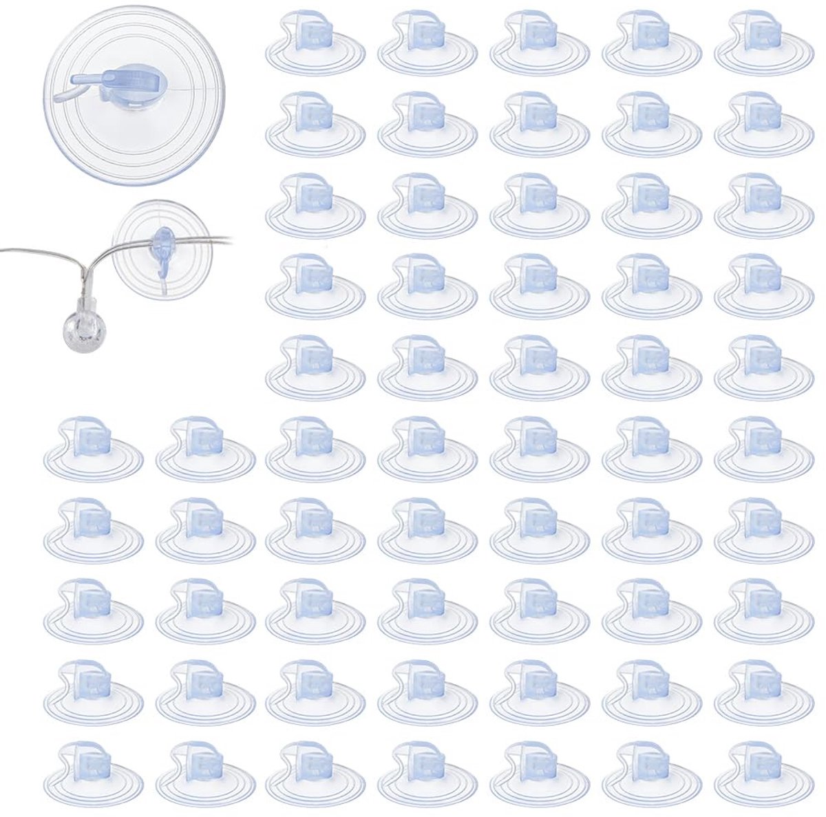 Dailygoods - 200 Transparante Zuignap Haken voor Decoratie en Kerstlichtjes