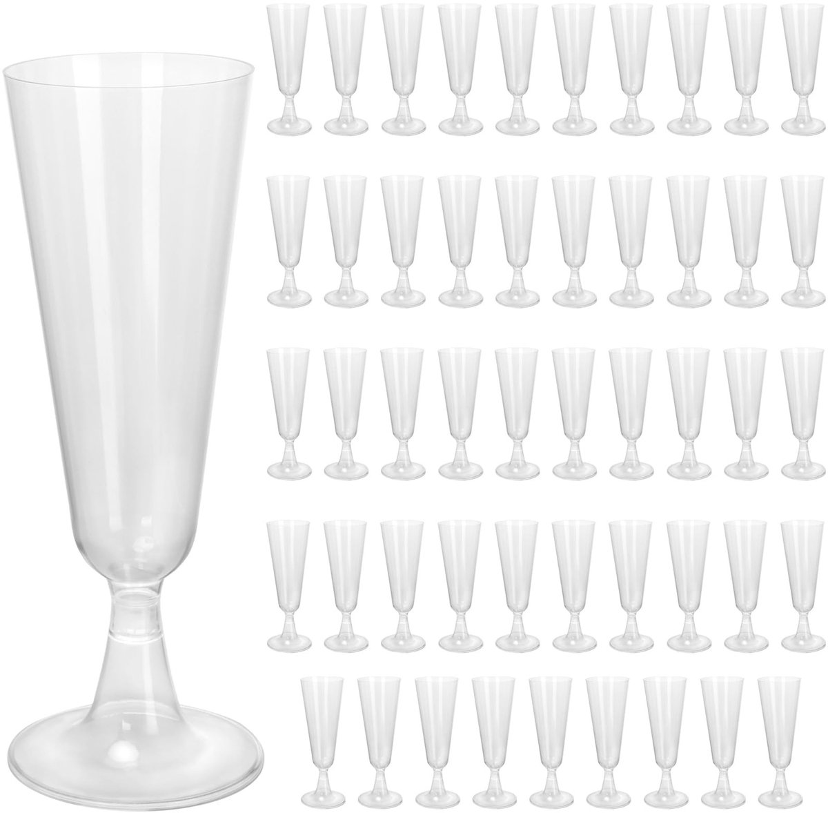 Dailygoods - Set van 50 Heldere Kunststof Champagnefluiten