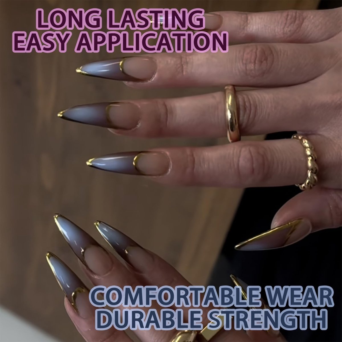 Dailygoods - 24 Stuks Lange Stiletto Press-On Kunstnagels met Ombre-Effect