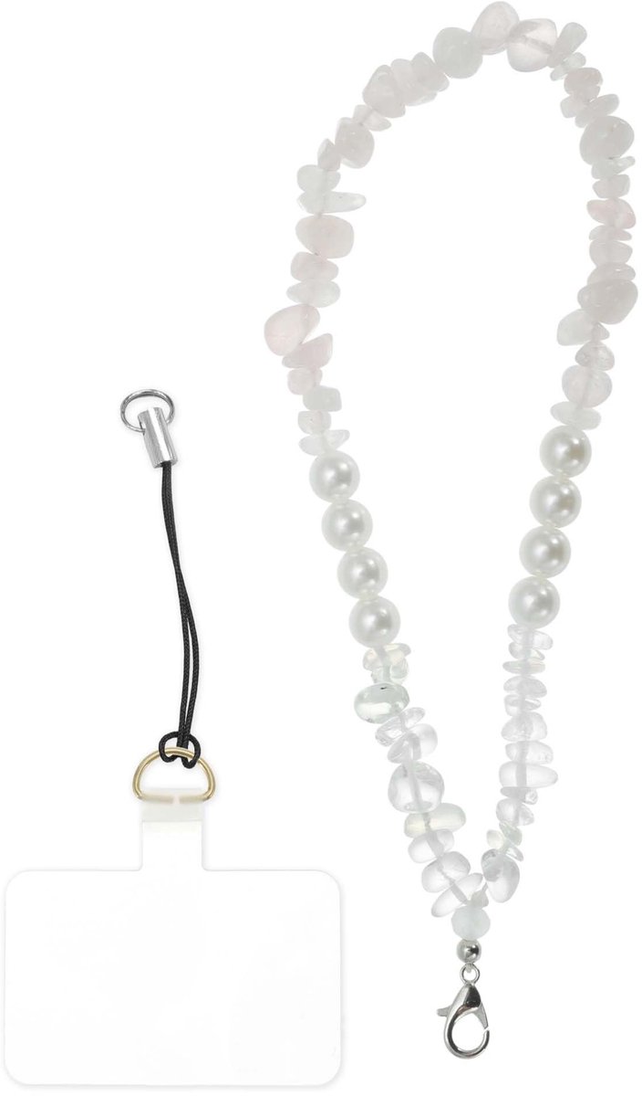 Dailygoods - Mobiele Telefoonketting met Kunstparels, Lichtroze