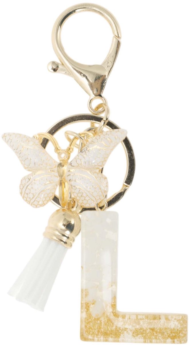 Dailygoods - Sleutelhanger met Vlinder en Beginletter voor Dames