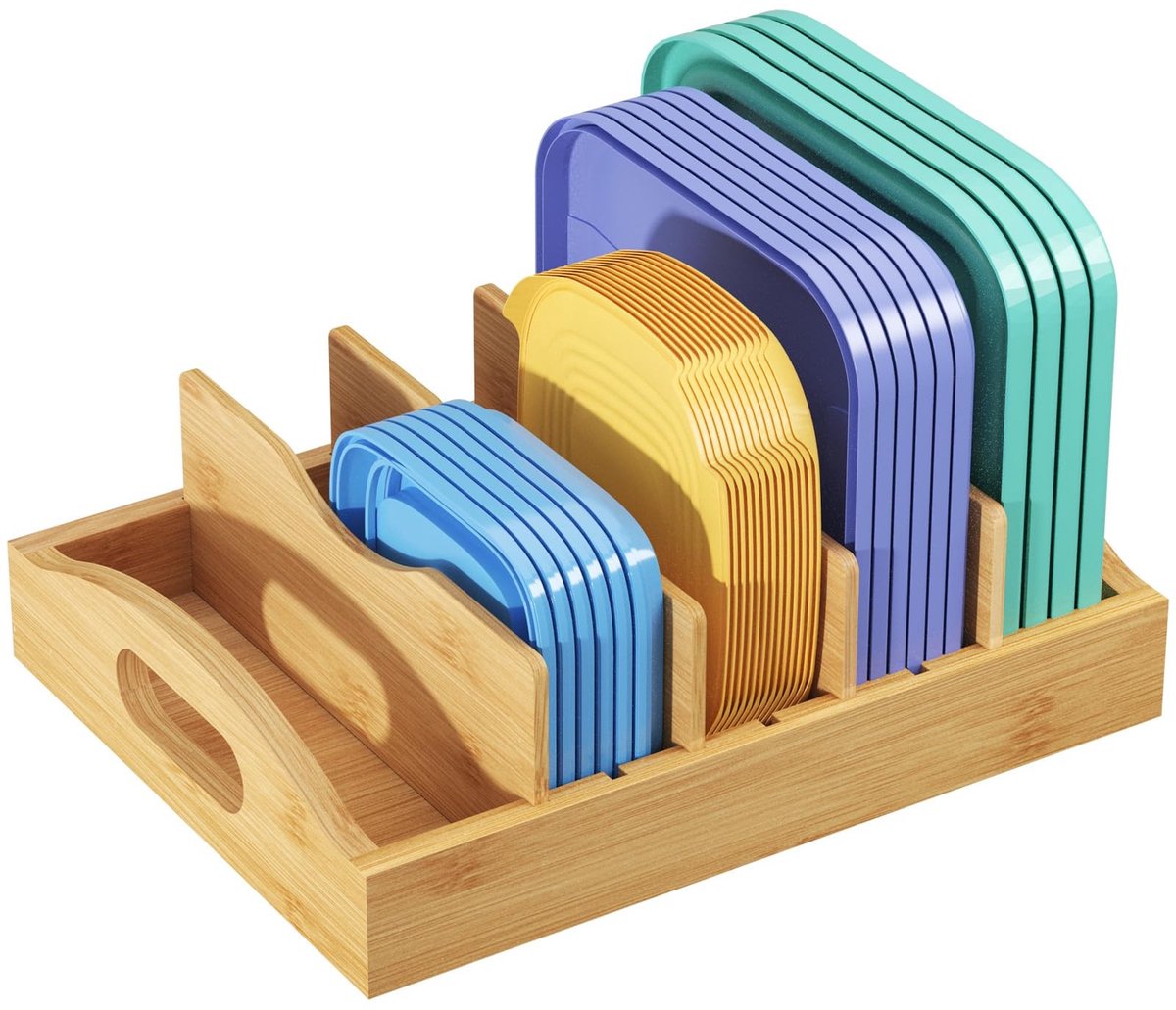 Dailygoods - Bamboe Dekselhouder met 4 Verstelbare Scheidingswanden