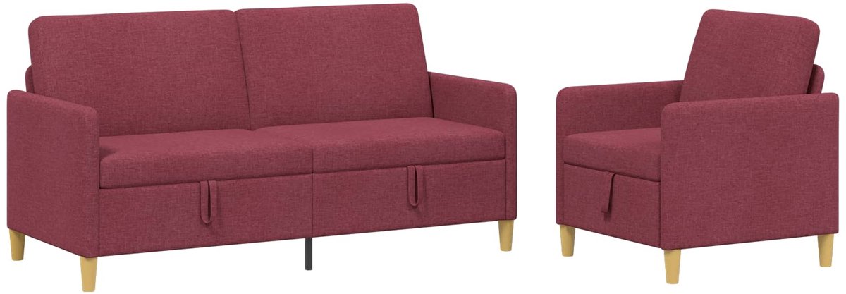 vidaXL - Sofa - Set - Met - Opslag - 2 - st - Wijnrood - Polyester