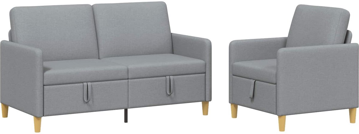 vidaXL - Sofa - Set - Met - Opslag - 2 - st - Lichtgrijs - Polyester