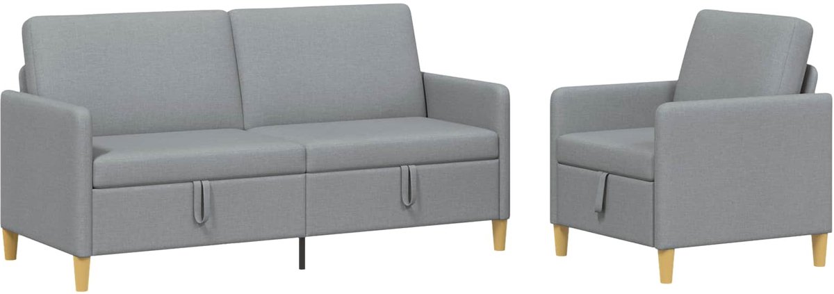 vidaXL - Sofa - Set - Met - Opslag - 2 - pcs - Lichtgrijs - Polyester
