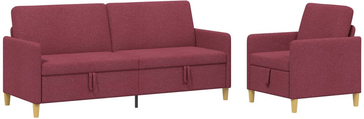 vidaXL - Sofa - Set - Met - Opslag - 2 - st - Wijnrood - Polyester