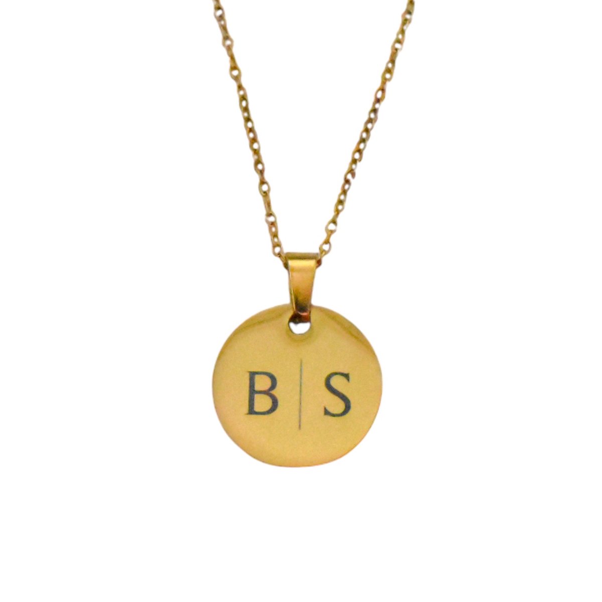 Munt Ketting met 2 Initialen Goud