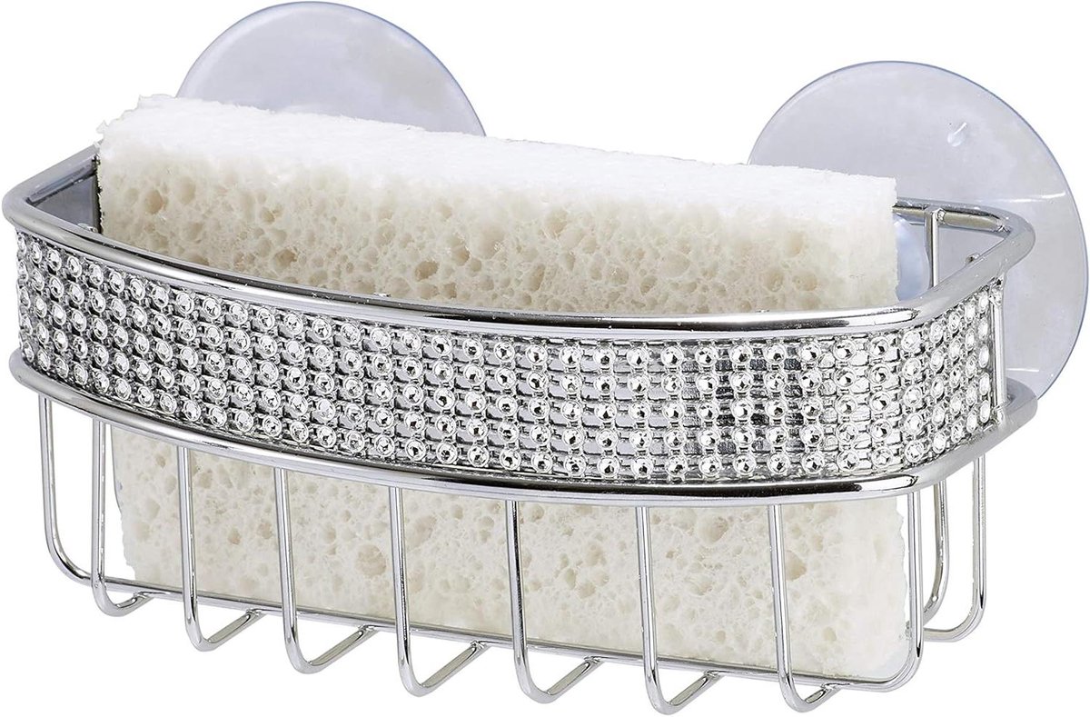 Sponshouder - Keuken Organizer - Gootsteen Opruimen - Dubbele Zuignap - 1803 cm x 22 cm - Chroom