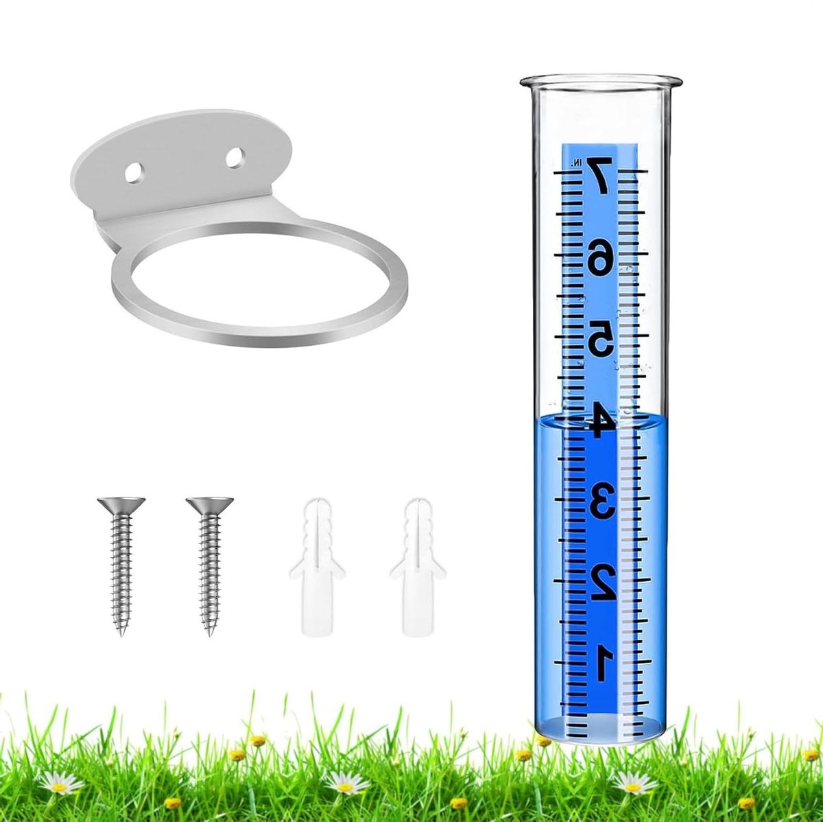 Regenmeter Tuin - Neerslagmeter Buiten - Waterbeheer Tuin - Vorstbestendig Ontwerp - 21 cm Hoog - Transparant