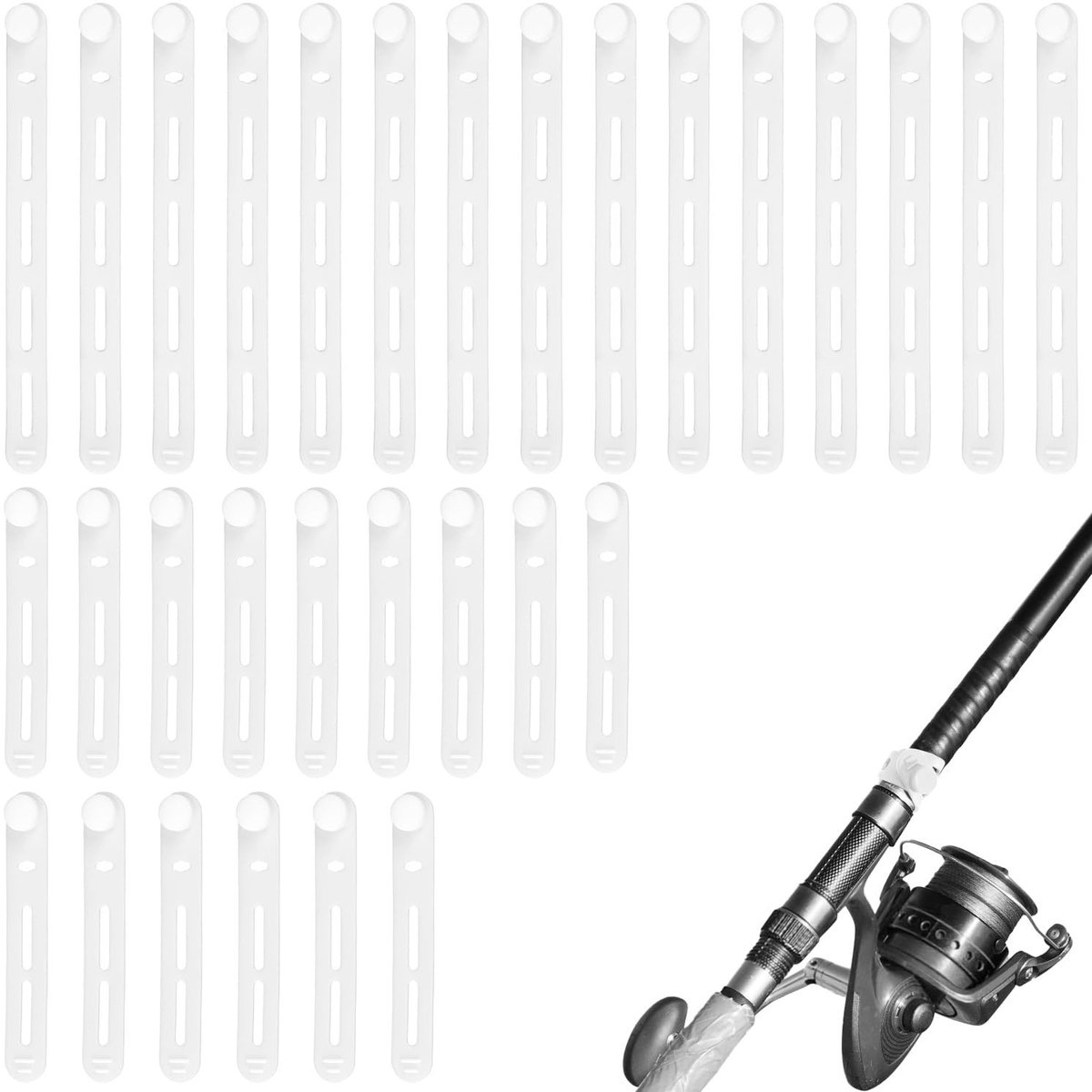 Dailygoods - Dailygoody - Hengelbanden - Herbruikbare kabelbinders - Siliconen materiaal - Waterdicht - Ideaal voor hengelopslag - 30 stuks