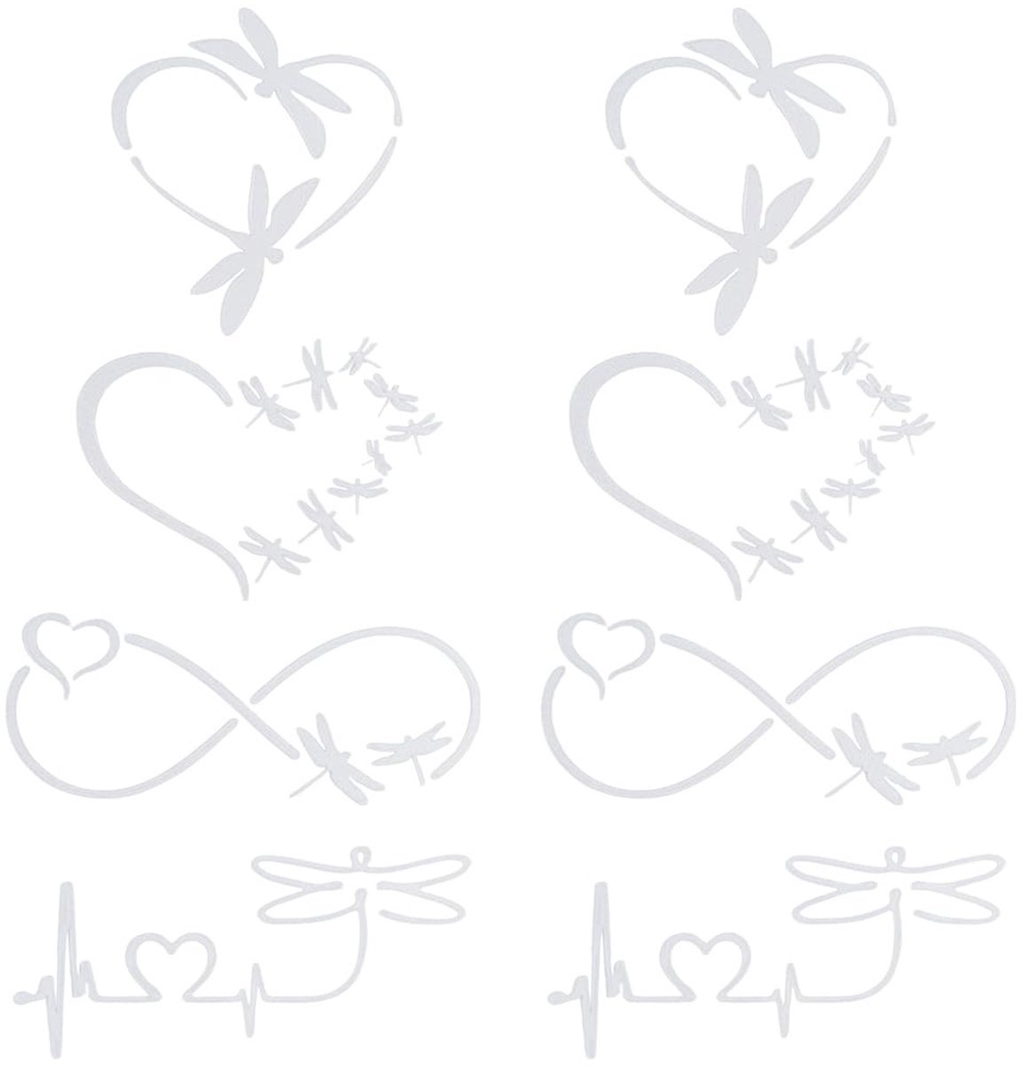 Dailygoods - Dailygoody - Libelle autosticker - zelfklevende stickers - waterdicht en reflecterend - wit - decoratie voor auto en laptop - 20 vellen - geschikt voo..