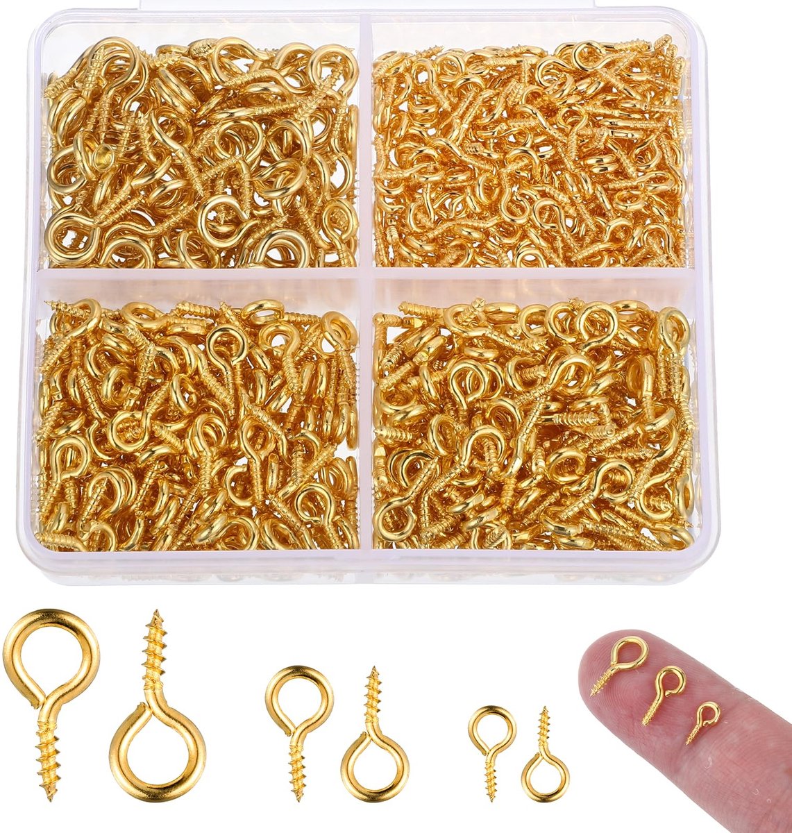 Dailygoods - Dailygoody - RVS Schroefhaken - Bevestigingshaken DIY - 600 Stuks - Creatieve projecten - Perfect voor het maken van sieraden en andere knutselwerkjes.