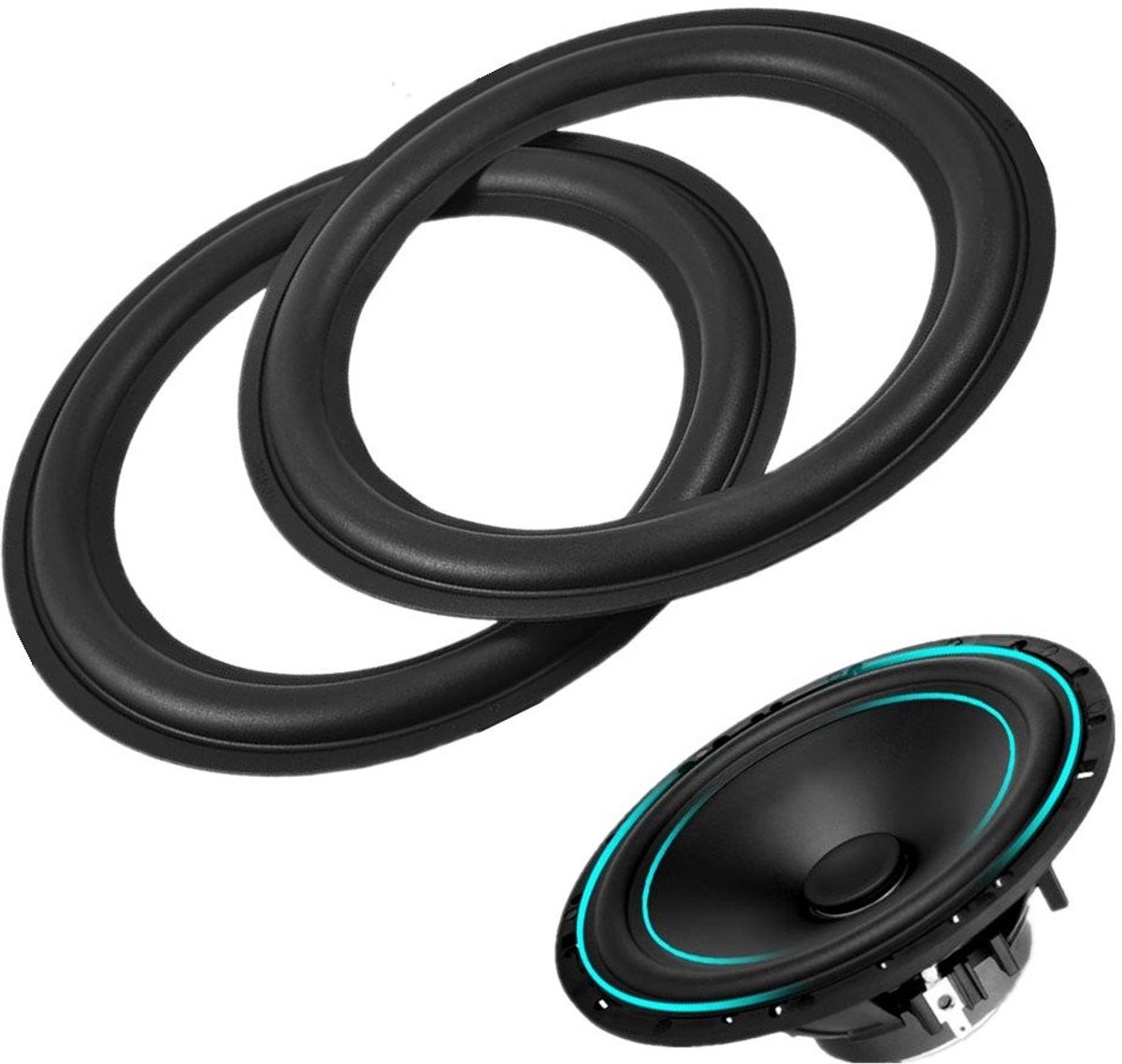 Dailygoods - Rubberen Randen voor 8 Inch Luidsprekers - Reparatie Onderdelen - Zwart - Woofer Rand - Geschikt voor Audiosystemen - 2 Stuks