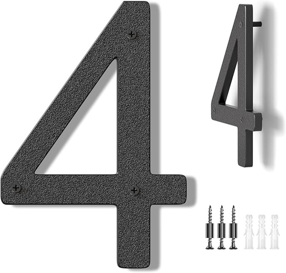 Modern huisnummerbord 25 cm - zwart kunststof - voor buiten