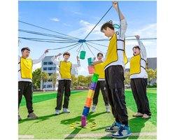 Blokken Stapelspel - Teamspel - Teambuilding Bedrijven - Samenwerken Vereist - 10 Stuks - Colorido