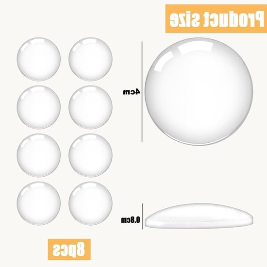 Transparante Deurstoppers voor de Muur, Set van 8, Diameter 40 mm, Elastische Zelfklevende Wandbuffer voor Deuren en Meubels, Bescherming tegen Stoten en Krassen van Merkloos — afbeelding 5