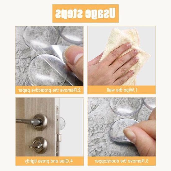 Transparante Deurstoppers voor de Muur, Set van 8, Diameter 40 mm, Elastische Zelfklevende Wandbuffer voor Deuren en Meubels, Bescherming tegen Stoten en Krassen van Merkloos — afbeelding 2