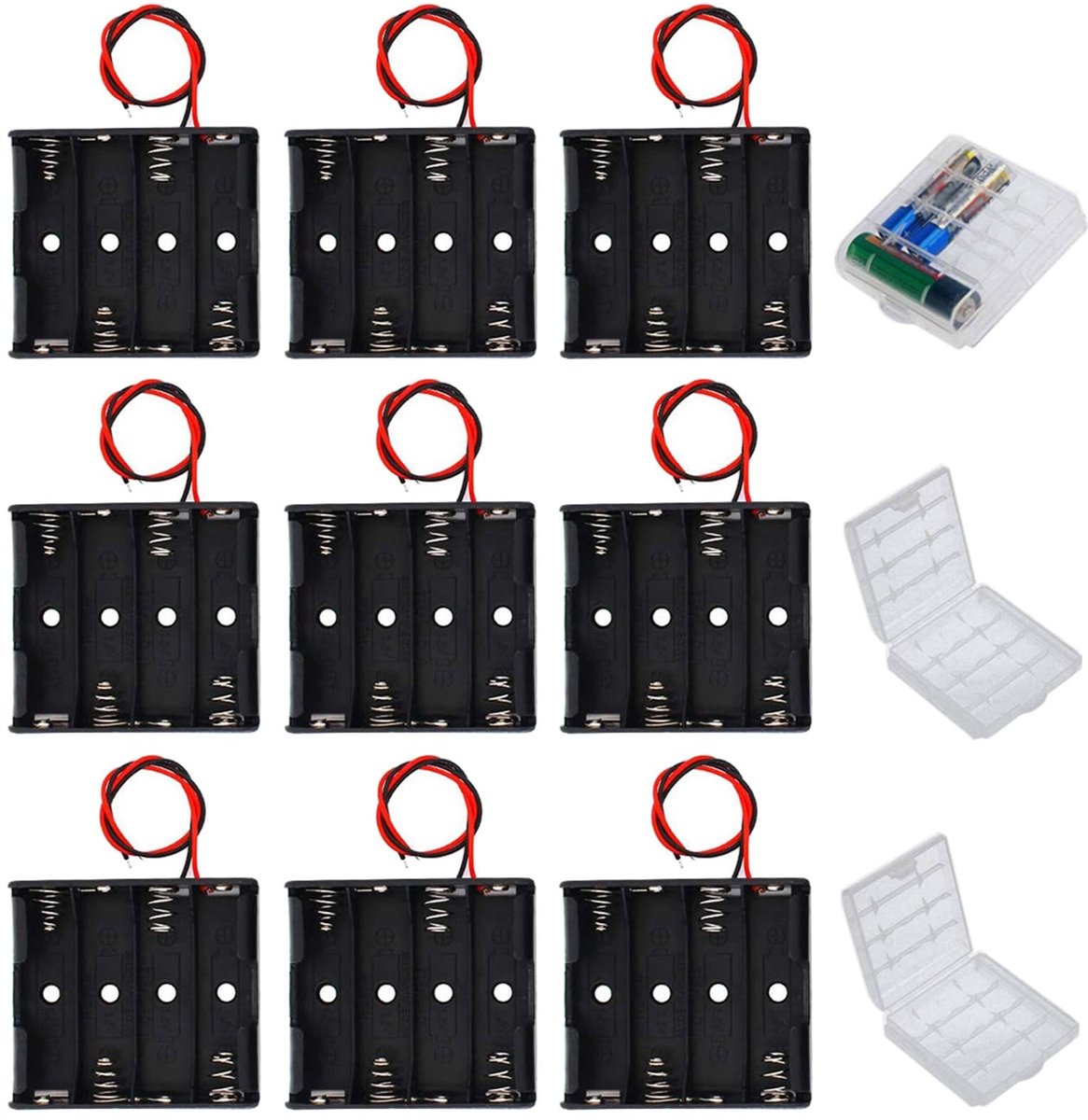 Cosensi - Set van 9 AA Batterijhouders met Aansluitkabel