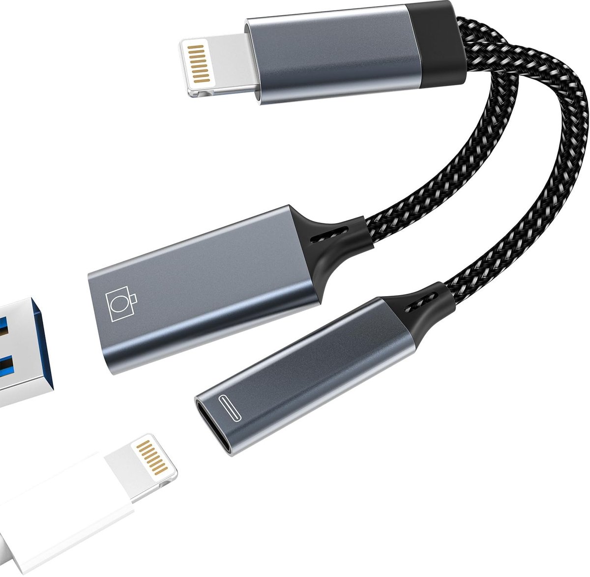 Cosensi - Dailygoods - Lightning naar USB-A Adapter 2-in-1 voor iPhone en iPad