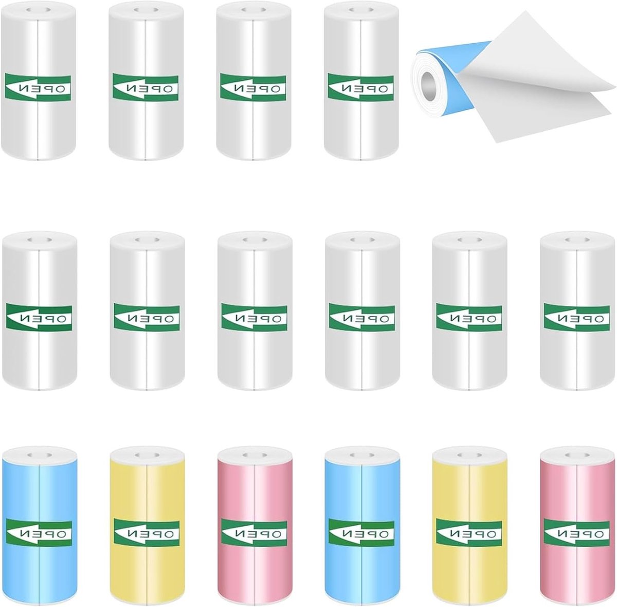 Thermisch Printerpapier voor Kindercamera's en Mini Printers - 16 Rollen Zelfklevend (57 x 25mm) voor Creatieve Projecten en Foto's