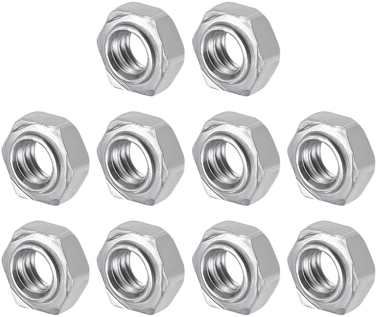 Hexagonale moeren van staal (schroefdraadmaat 1/4-20) - 10 stuks, carbon stalen moeren voor mechanische toepassingen en meubelreparatie