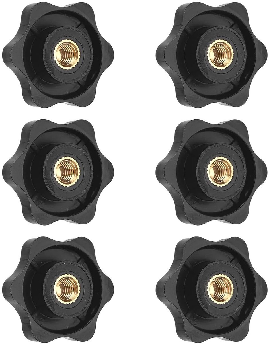 Set van 6 Ster Grip Moeren M6, Vleugelmoeren met 32 mm Diameter, Knurled Moeren voor Meubels, Elektronische Apparaten en Fitnessapparatuur