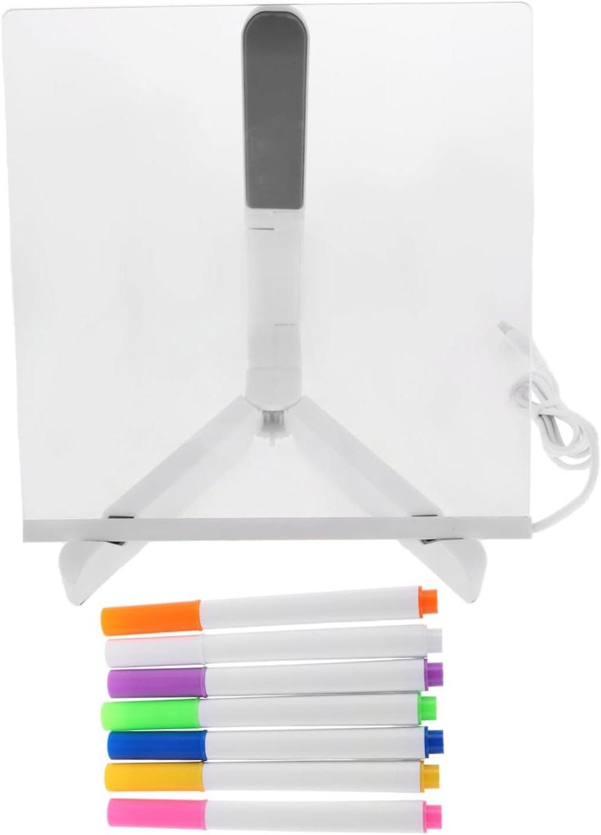LED Tekentablet - Lichtgevend Schrijfbord - Creatief Tekenen - Verstelbare Stand - 20x20x3cm - Transparant