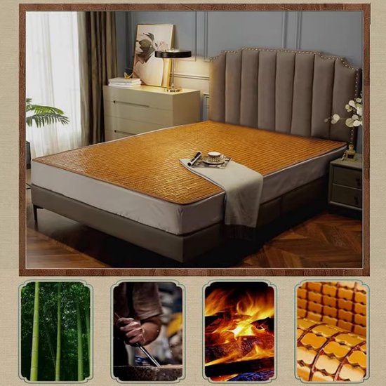 Bamboe Mat,Zomer Slaapmat Snel Koelende Slaapkussens Bamboe Matrashoes Mahjong Koelbed Topper Koellaken,Bamboe Zitkussen,Soepel en Ademend,voor Thuis Slaapkamer Slaapbank (80x180cm) — afbeelding 3