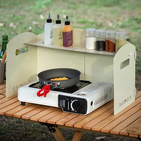 Camping Windscherm - Kookplaat Accessoire - Buiten Koken - Opvouwbaar Ontwerp - 46 x 38 cm - Zilver van Camping — afbeelding 2