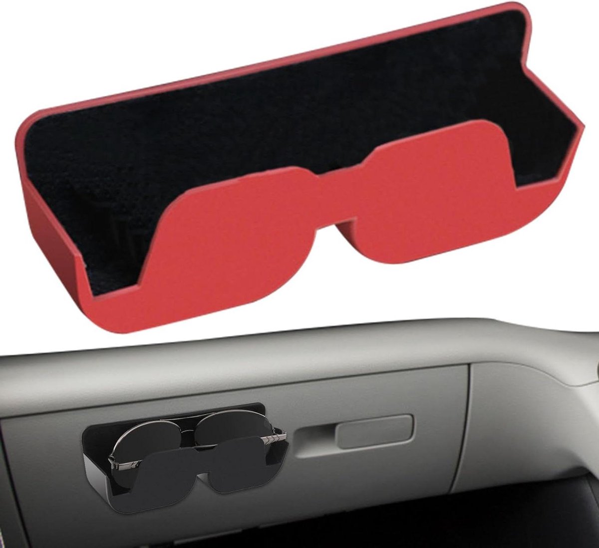 Zonnebrilhouder Auto - Brilclip Vizier - Veilig Opbergen - Zachte Voering - 16 cm Lengte - Rood