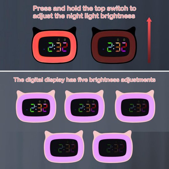 Kinderwekker - Digitale Wekker Slaapkamer - Slaaptrainer Kinderen - slaaphulp — afbeelding 5