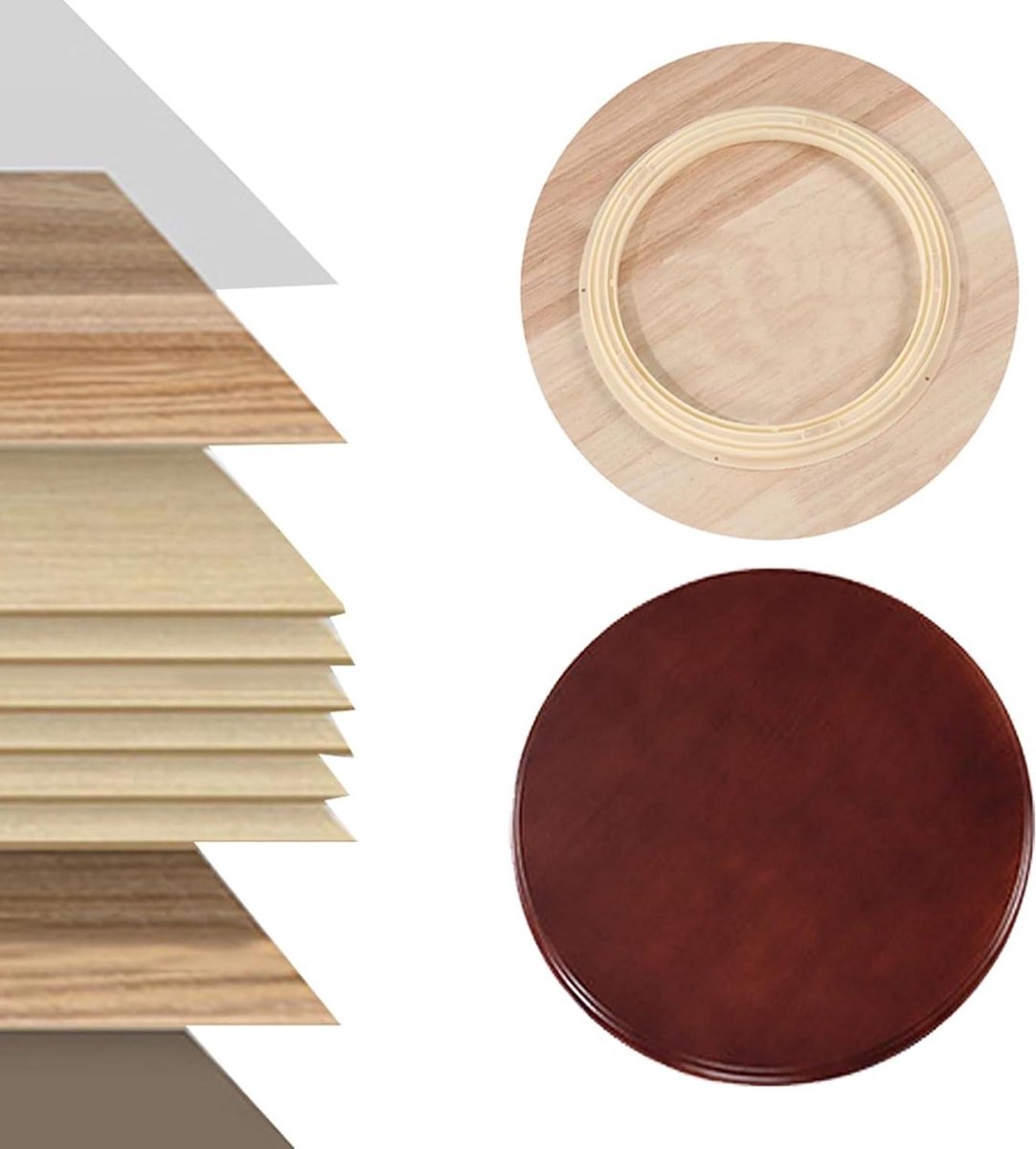 Draaitafel van hout - Draaiplateau Tafel - Gerechten Delen - Stil 360 graden - 60 cm - Diep Rood
