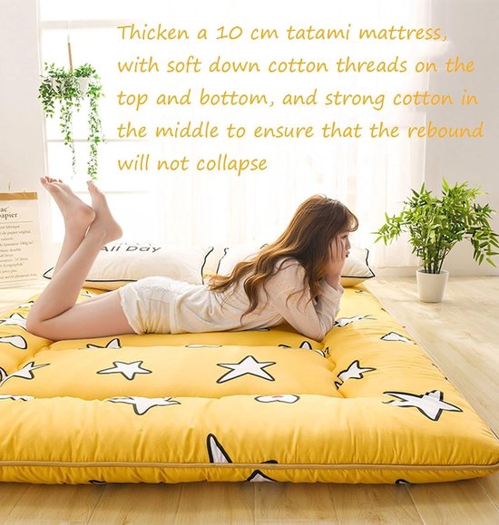 Opvouwbare Matras - Futon Japanse Stijl - Comfortabel Slapen - 10cm Dikke Vulling - 120 x 190 cm - Blauw — afbeelding 2