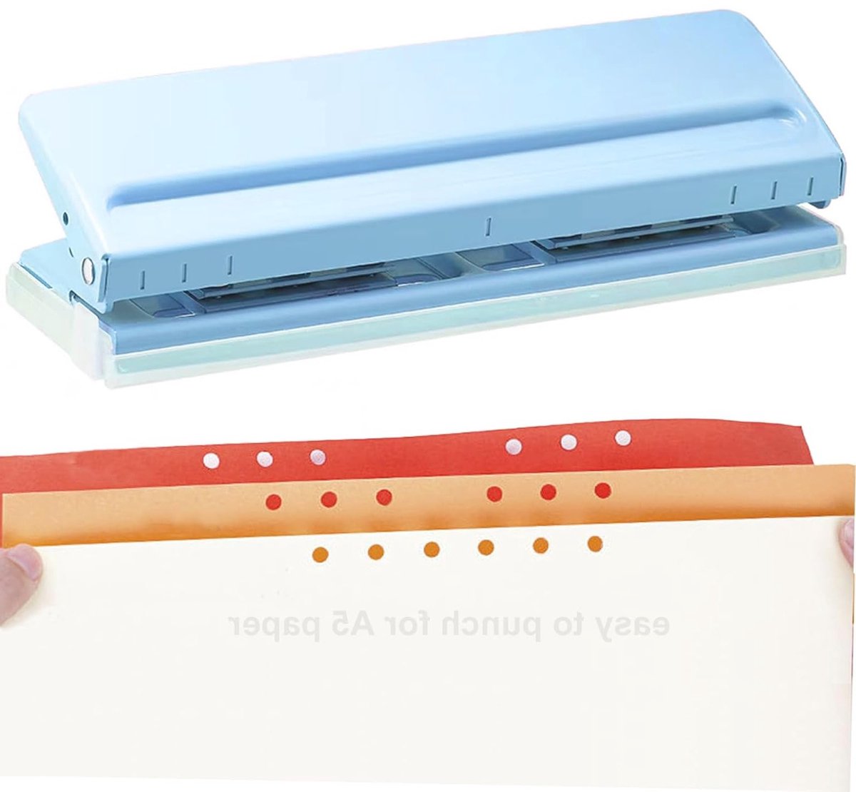 Verstelbare 6-holes perforator voor 6-ring binders, geschikt voor A3, A4, A5, A6 formaten - Ideaal voor planners en studboeken (Blauw)