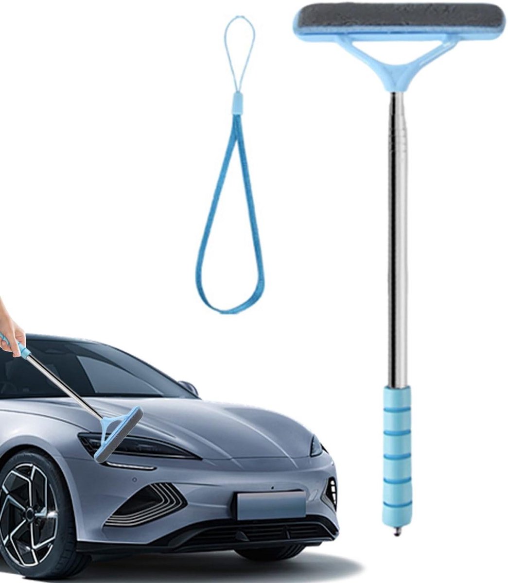 Ruitenreiniger Gereedschap - Schoonmaakstok - Auto Ramen Wassen - Uitschuifbaar Ontwerp - 53-103 cm - Blauw