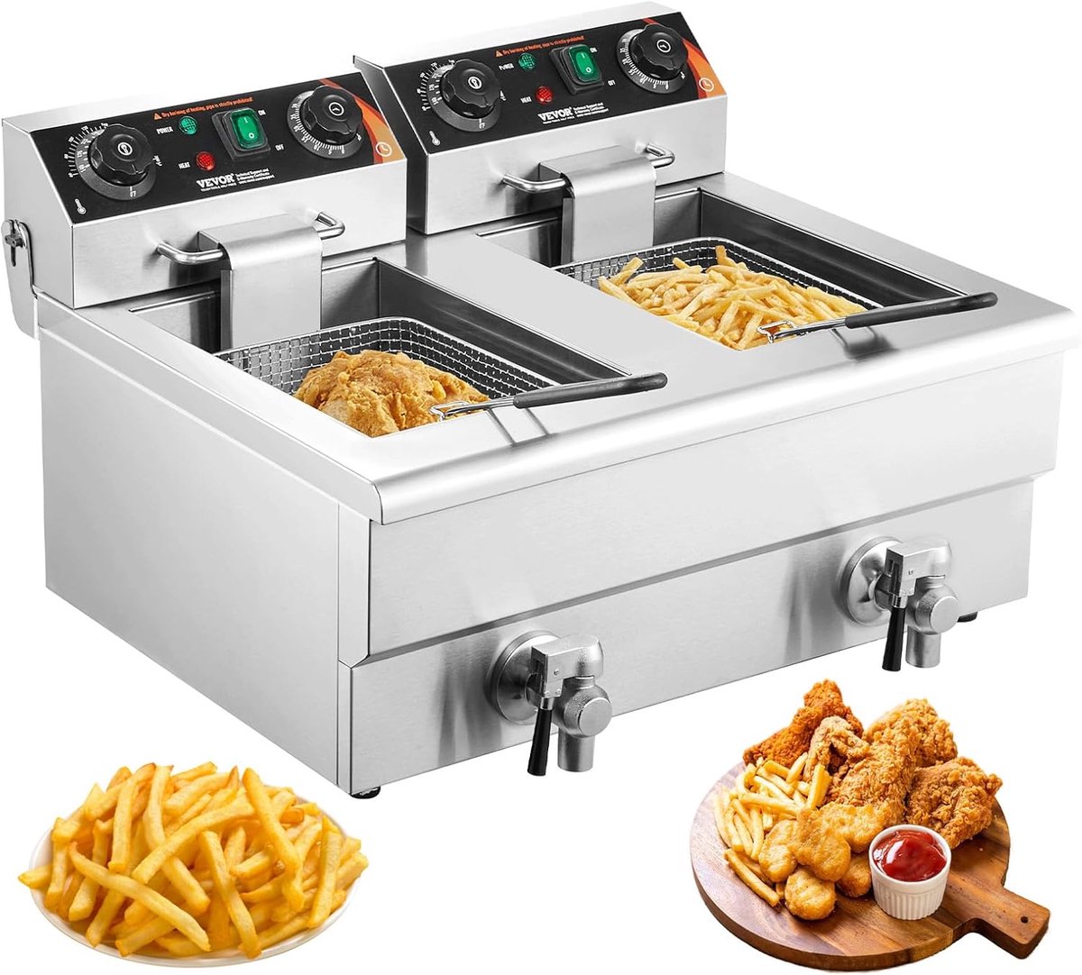 Dubbele Frituurpan - Dubbele Friteuse - Frietpan - bakje