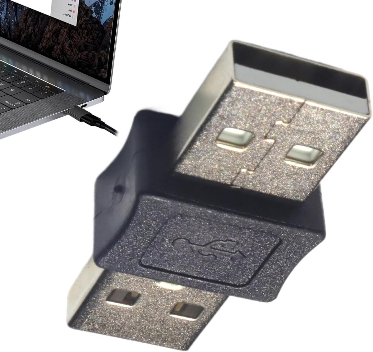 USB Adapter - Koppelstuk Connector - Poort Uitbreiding - Ruimtebesparend Ontwerp - Compact - Zwart