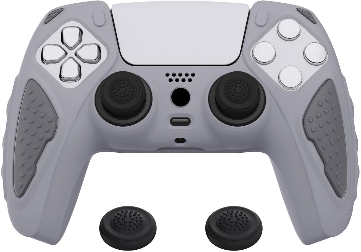 Dailygoods - Dailygoody - Siliconen Antislip Hoes PS5 Controller - Zachte Rubberen Cover - Ridder Editie - Metallic Grijs & Donkergrijs - Extra Grip - Duurzame Pro