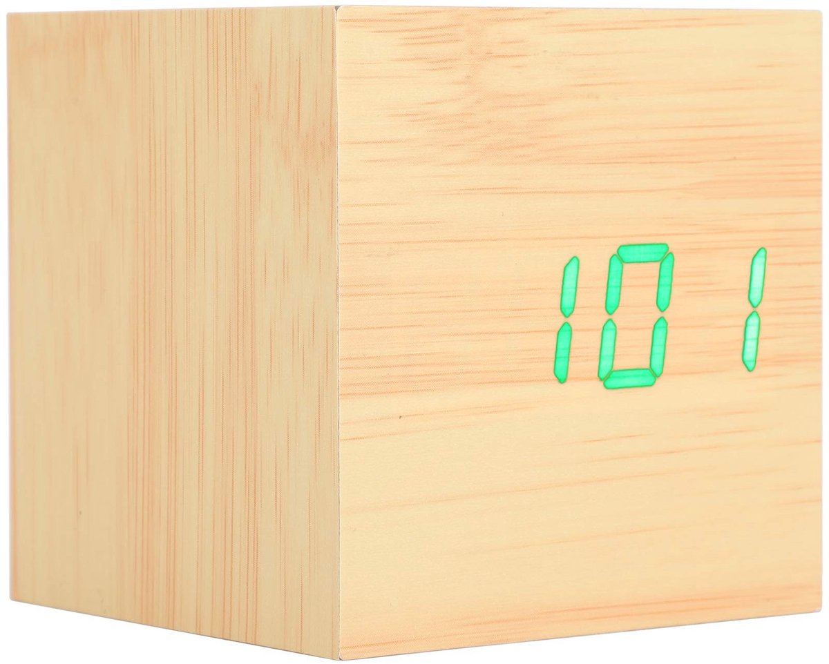 Dailygoods - Digitale Houten Wekker met LED Display en USB Aansluiting