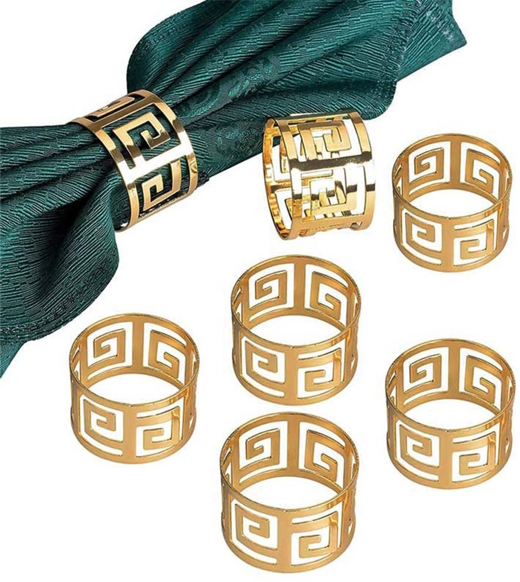 Dailygoods - Set van 6 Gouden Servetringen voor Elegante Tafeldecoratie