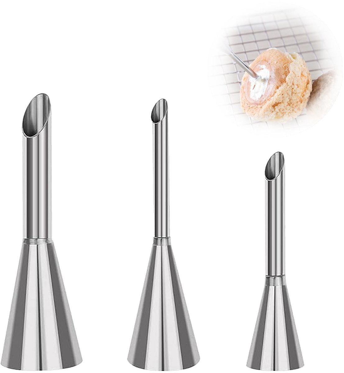 Dailygoods - Verpakking van 3 RVS Spuitmonden voor Botercrème