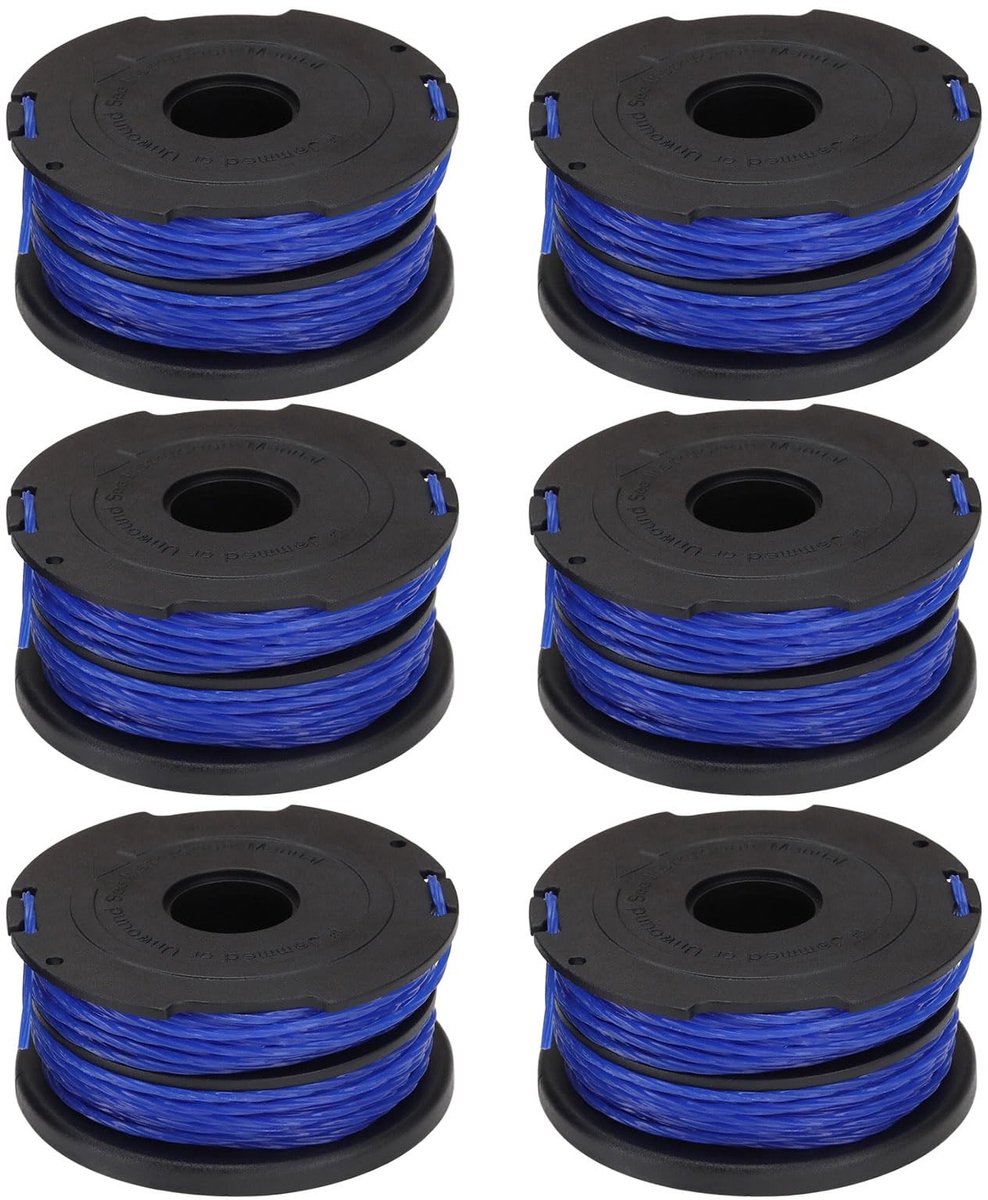 Dailygoods - Dailygoody - Grastrimmer Spoel en Lijn - Sterk Nylon - 65x30mm - Geschikt voor Black & Decker - 6 Stuks - Hoogwaardige Maaitouw
