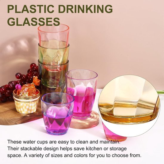 Herbruikbare Kunststof Bekers - Plastic Drinkglazen - Dranken Serveren - Onbreekbaar Stapelbaar - 390 ml - Amber — afbeelding 4